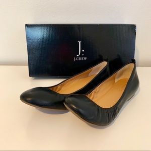 NIB J.Crew Black Leather Anya Flats